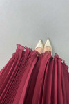 Sare Fashion Flowing Pleated Skirt in Burgundy