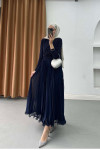Sare Fashion Flowing Pleated Skirt, Navy Blue