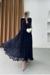 Sare Fashion Flowing Pleated Skirt, Navy Blue