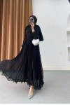 Sare Fashion Flowing Pleated Skirt, Black