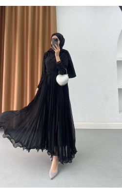 Sare Fashion Flowing Pleated Skirt, Black