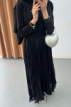 Sare Fashion Flowing Pleated Skirt, Black