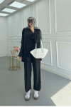 Sare Fashion Black Suit with Drawstring Bottom and Trousers