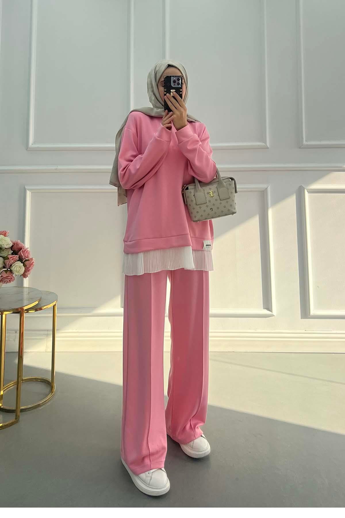 Sare Fashion Oysh Pleated Set Pink Sare Fashion Oysh Pleated Set Pink