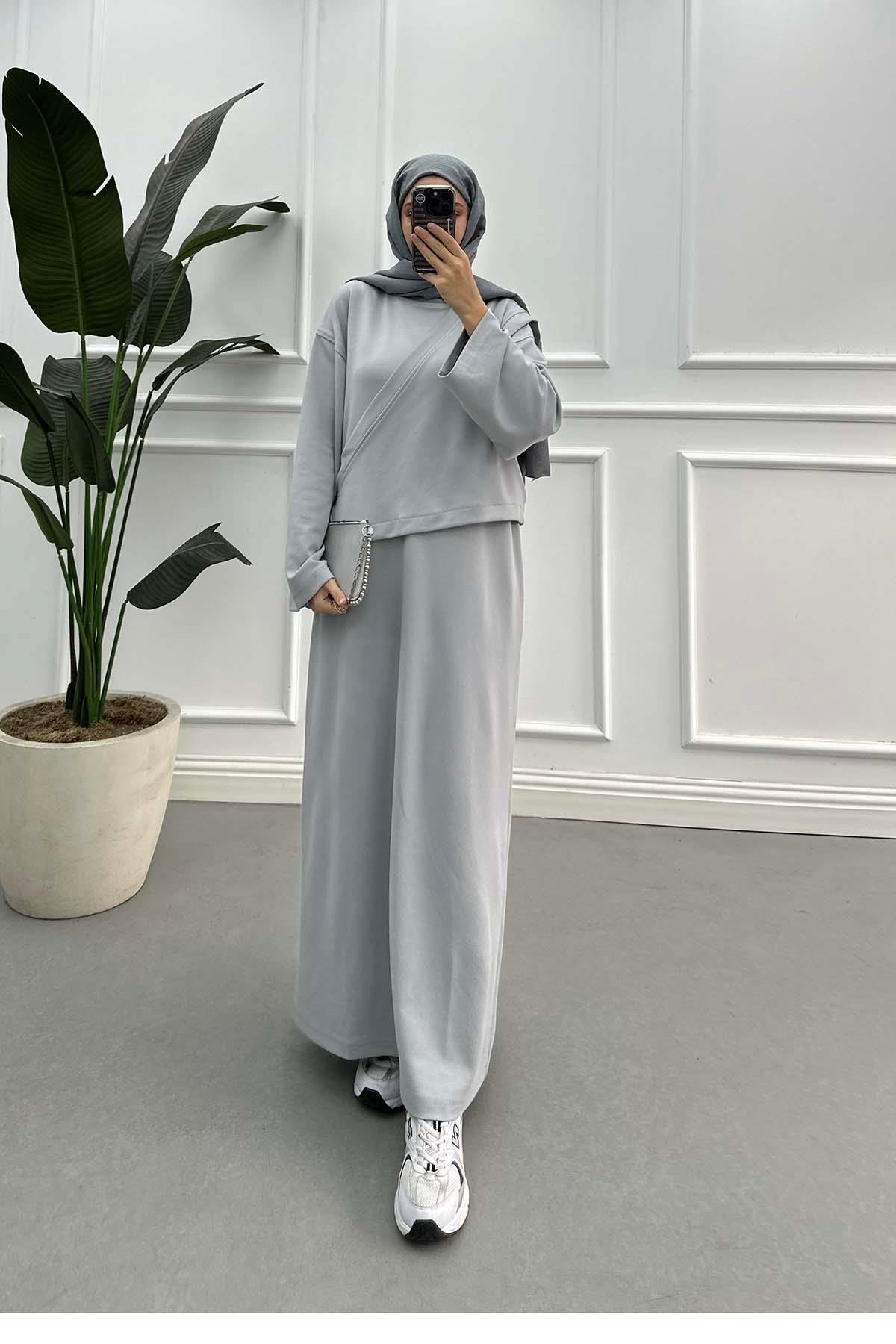 Sare Fashion Wrap Dress Gray