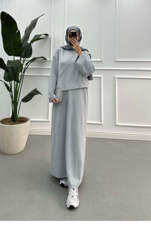 Sare Fashion Wrap Dress Gray Sare Fashion Wrap Dress Gray