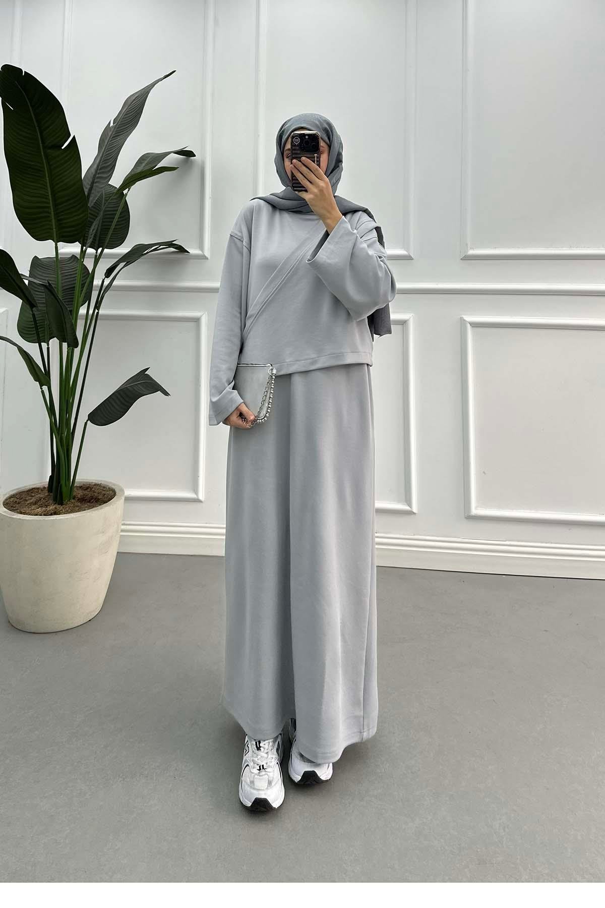 Sare Fashion Wrap Dress Gray