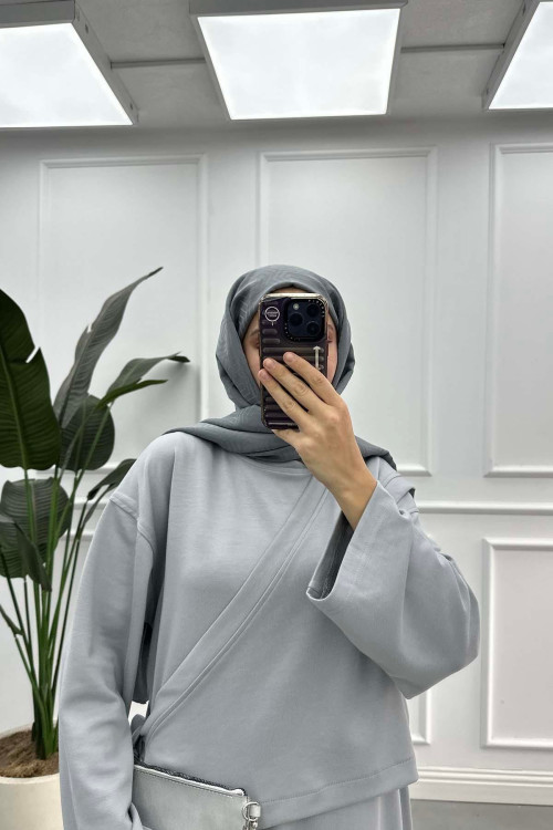 Sare Fashion Wrap Dress Gray Sare Fashion Wrap Dress Gray