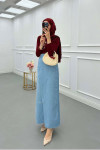 Sare Fashion Wrap Denim Skirt Light Blue