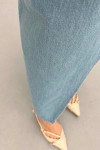 Sare Fashion Wrap Denim Skirt Light Blue