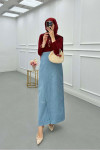 Sare Fashion Wrap Denim Skirt Light Blue