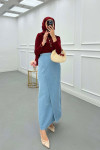 Sare Fashion Wrap Denim Skirt Light Blue