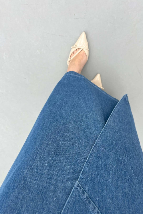 Sare Fashion Anvelop Kot Etek Mavi