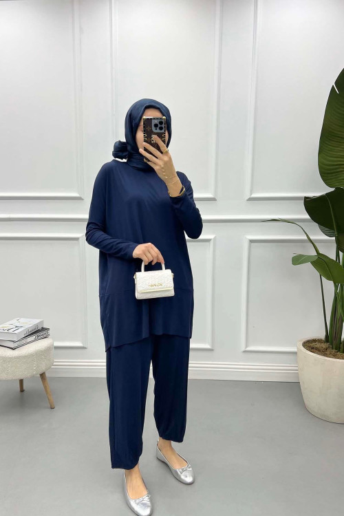 Back Detailed Suit Navy Blue Back Detailed Suit Navy Blue