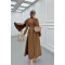Sare Fashion Removable Belt Parachute Dress with Cape at Back Brown