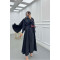 Sare Fashion Removable Belt Parachute Dress with Cape at Back Black