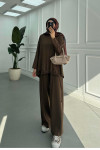 Sare Fashion Oysh Brown Suit with Long Back Skirt and Rope Detail