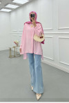 Sare Fashion Long Back Slit Detailed Shirt Pink