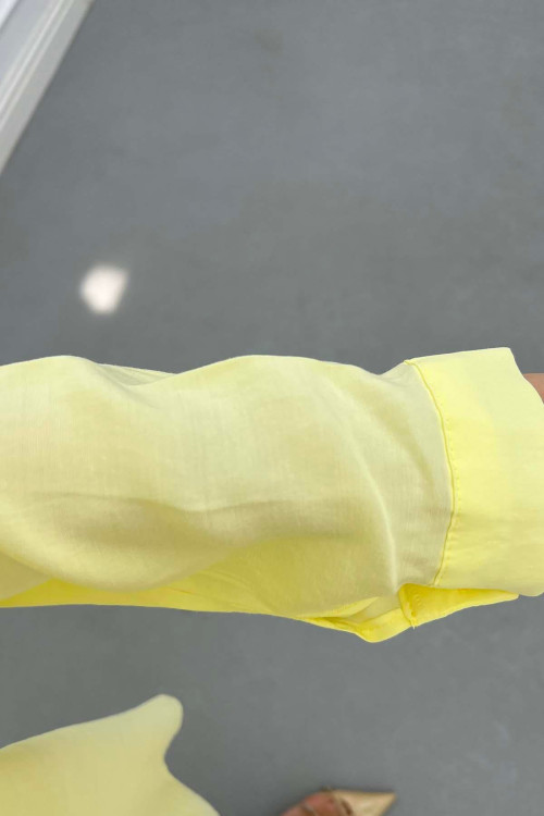 Sare Fashion Long Back Slit Detailed Shirt Yellow