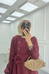 Sare Fashion Asymmetrical Tie Dress Burgundy