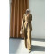 Sare Fashion Asymmetrical Striped Linen Set with Woven Necklace, Khaki