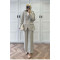 Sare Fashion Asymmetric Cut Lined Jacket Set Stone
