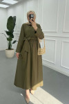 Sare Fashion Asymmetrical Cut Tie Dress Khaki Sare Fashion Asymmetrical Cut Tie Dress Khaki