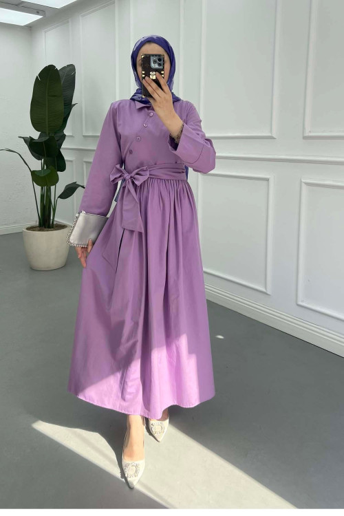 Sare Fashion Asymmetrical Cut Tie Dress Lilac Sare Fashion Asymmetrical Cut Tie Dress Lilac