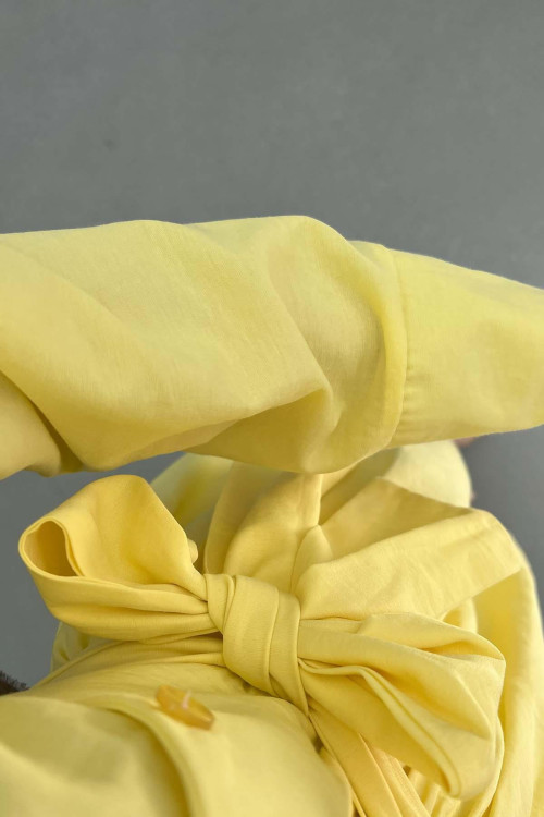 Sare Fashion Asymmetrical Cut Tie Dress Yellow Sare Fashion Asymmetrical Cut Tie Dress Yellow