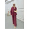Sare Fashion Asymmetric Cut Waist Tie Suit Claret Red