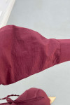 Sare Fashion Asymmetric Cut Waist Tie Suit Claret Red