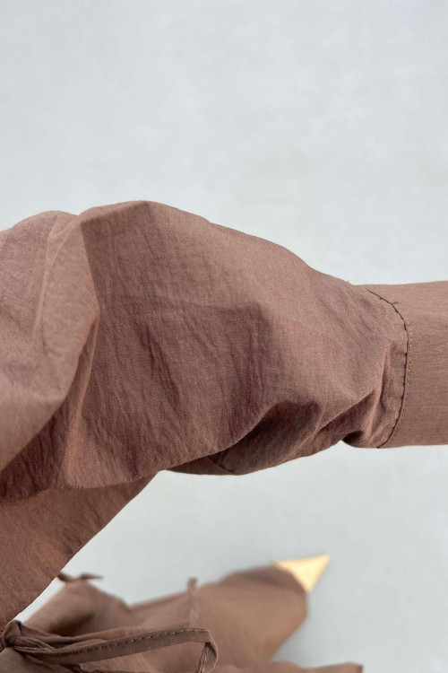 Sare Fashion Asymmetric Cut Waist Tie Suit Brown