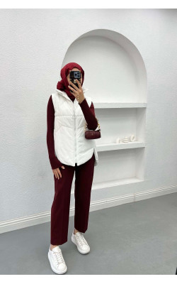 Asymmetric Cut Puffer Vest White