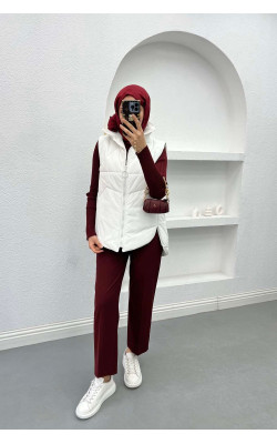 Asymmetric Cut Puffer Vest White
