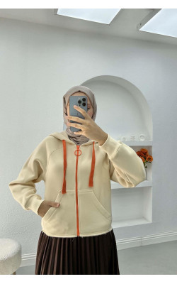 Asymmetric Cut Sweatshirt Beige