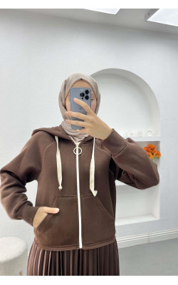 Asymmetric Cut Sweatshirt Brown