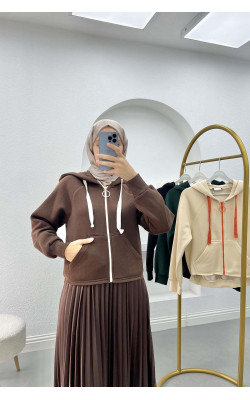 Asymmetric Cut Sweatshirt Brown