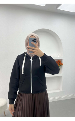 Asymmetric Cut Sweatshirt Black