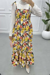 Floral Strapless Dress Beige
