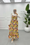Floral Strapless Dress Beige
