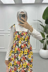 Floral Strapless Dress Beige