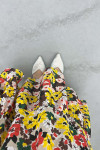 Floral Strapless Dress Beige