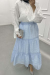Sare Fashion Lined Elastic Waist Tulle Skirt Blue