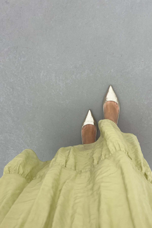 Sare Fashion Lined Elastic Waist Tulle Skirt Oil Green