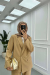 Sare Fashion Lined Jacket Set Camel