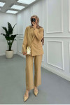 Sare Fashion Lined Jacket Set Camel