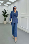 Sare Fashion Lined Jacket Set Indigo