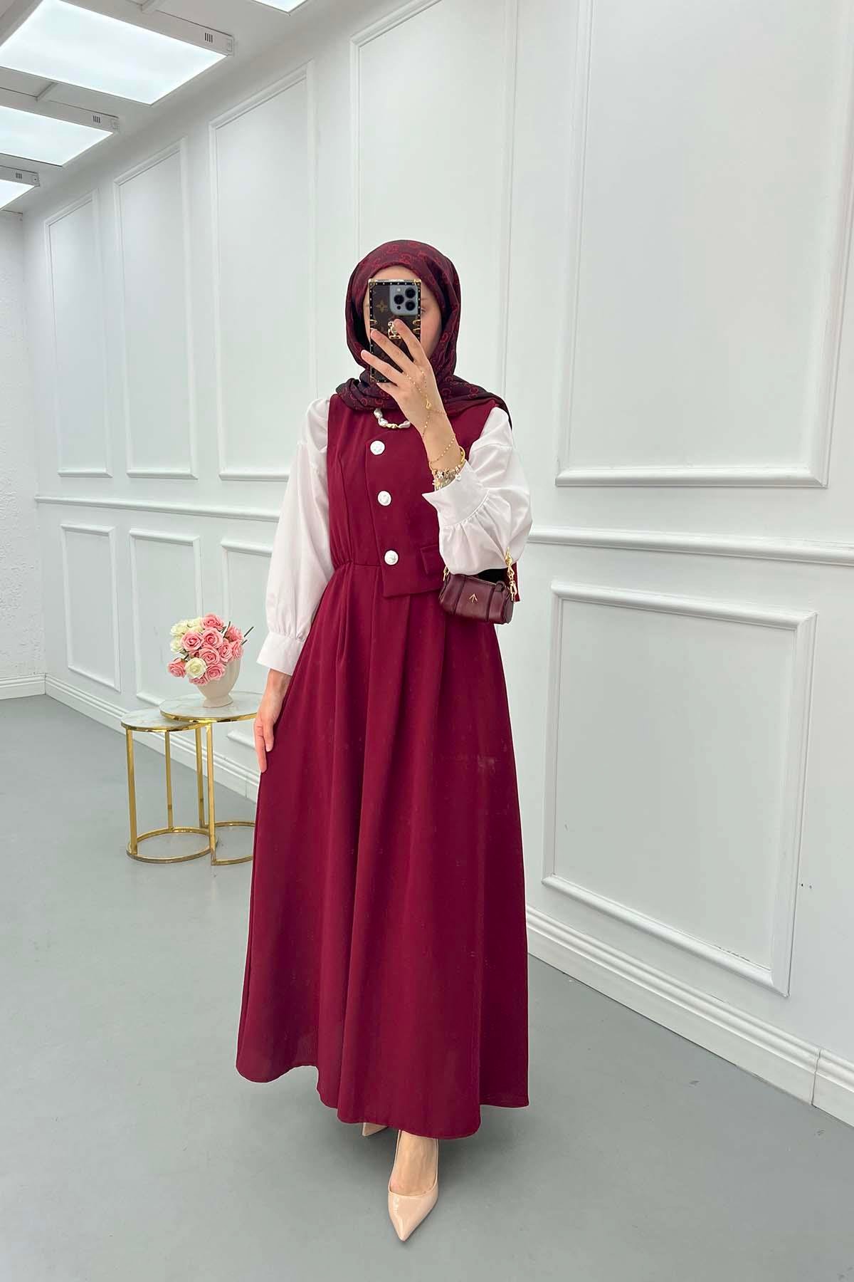 Sare Fashion Lined Vest Dress Burgundy