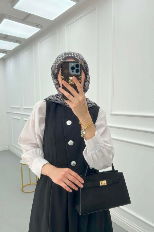 Sare Fashion Lined Vest Dress Black