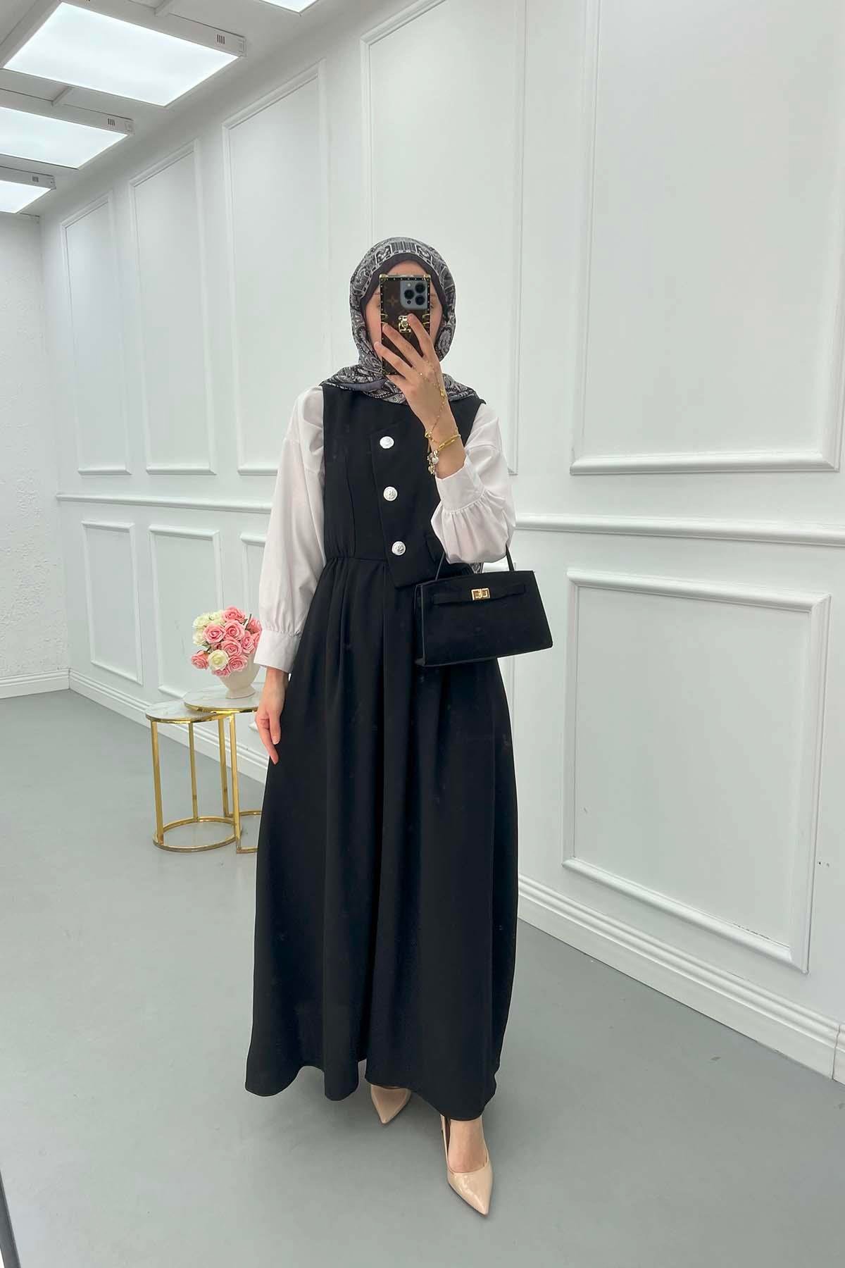 Sare Fashion Lined Vest Dress Black
